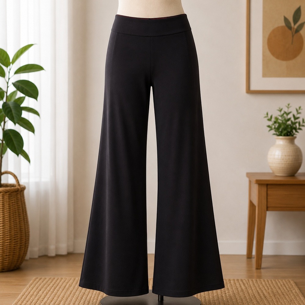 Peace Love World Wide Leg Pants Womens 6 Black Flare Pull On Trousers